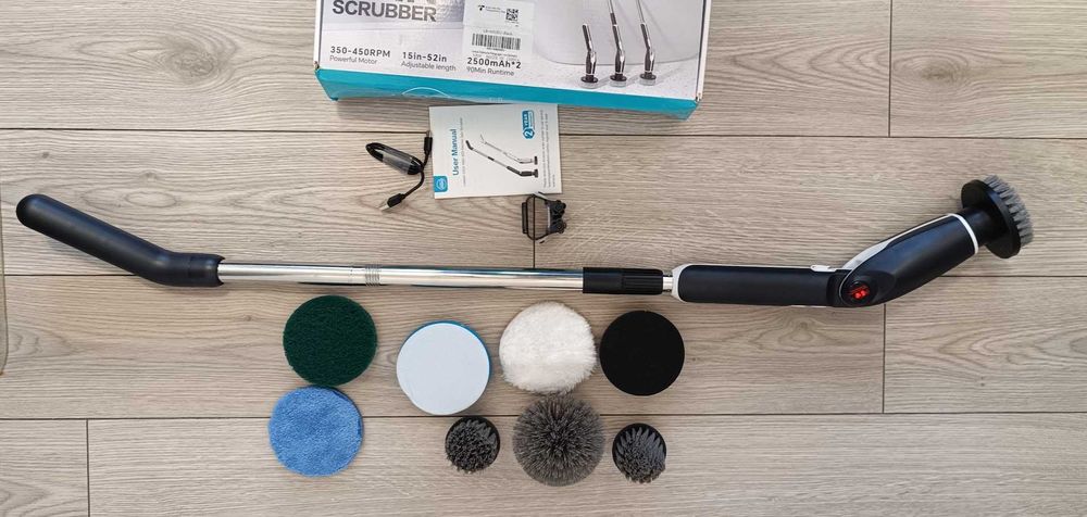 Perie electrica rotativa pentru podea cu brat ajustabil + 8 accesorii
