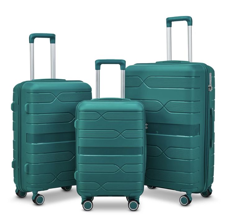 Комплект куфари 3 бр. | Лек и здрав твърд полипропилен, 4 колела 360°