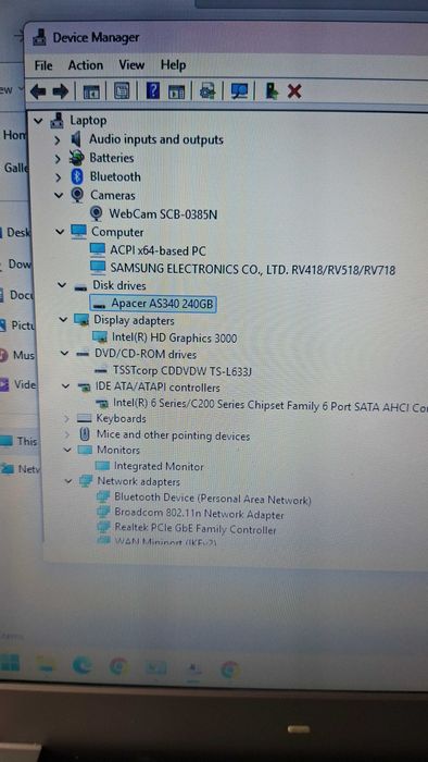 Лаптоп Samsung RV518, RAM 8Gb, HDD SSD 240Gb