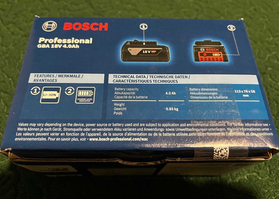 Aкумолаторна батерия 18 V 4.0 AH BOSCH PROFESSIONAL GBA 18