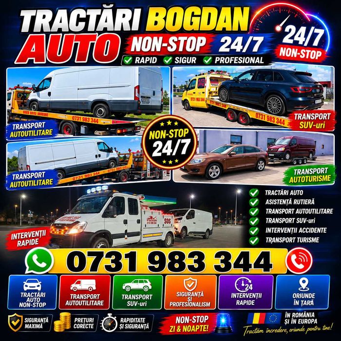 Tractari Auto/ Remorcari / Asistenta Rutiera/Service/Utilaje