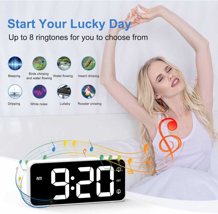 LED Цифров будилник с адаптер,регулируема сила на звука, голям екран