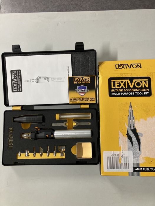 Set ciocan de lipit cu gaz butan si 6 capete LEXIVON NOU