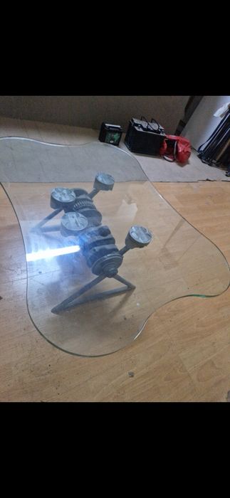 Măsuță de cafea din bloc motor de motocicleta