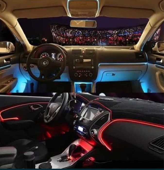 Fir cu lumina ambientala auto 2 metri 3 metri neon ambiental flexibil