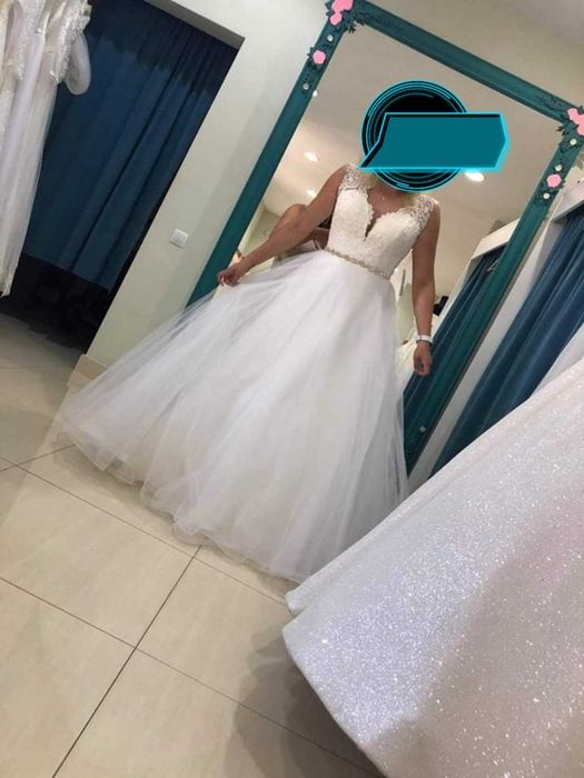 rochie mireasa printesa A-line, marime s-m-l, reglabila la spate