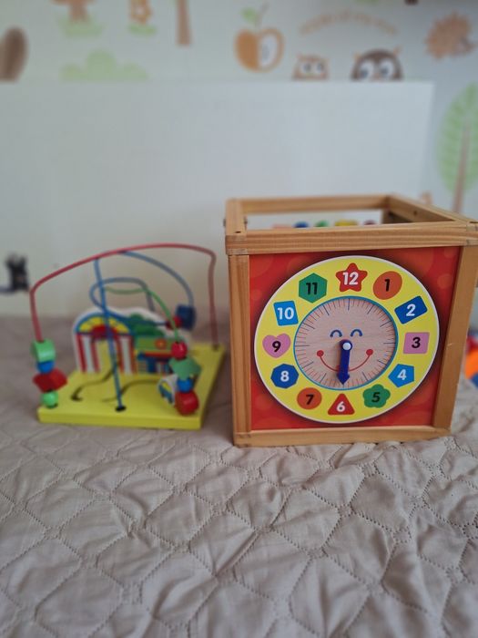 Дидактически куб/многофункционален дървен куб М-toys