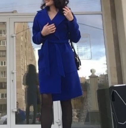Пальто -халат синее
