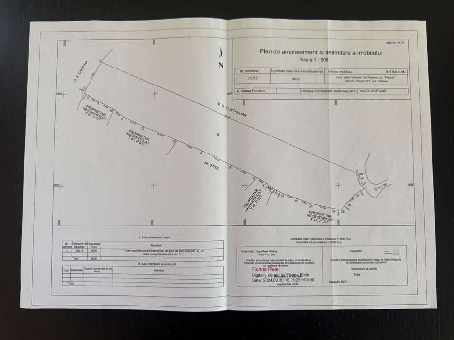 Teren de vanzare Valea Doftanei Traisteni 3600mp