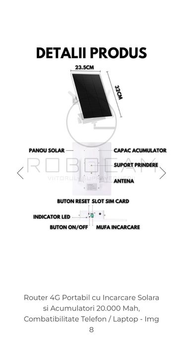 Router WiFi solar, baterie 25000 mAh, panou solar 15W, router WiFi