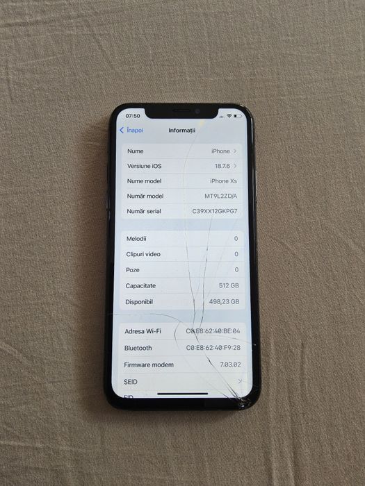 Iphone xs 512gb spart fata/spate pentru piese, fara cont icloud, apple
