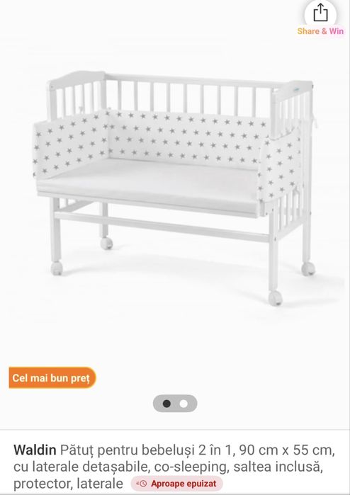 Patut co-sleeping Waldin 90 x55 cm