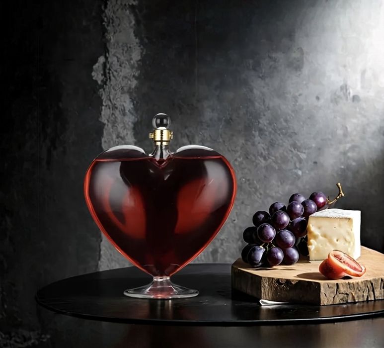 Декантер СЪРЦЕ - Луксозен подарък за вино и уиски (500мл/1000мл)