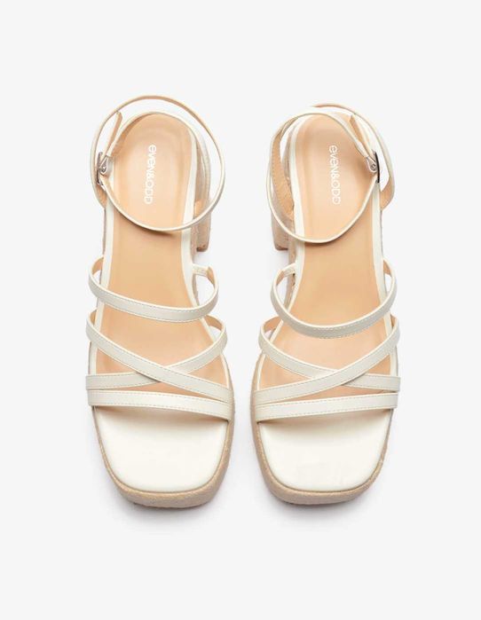 Sandale albe cu platformă noi-nouțe din piele