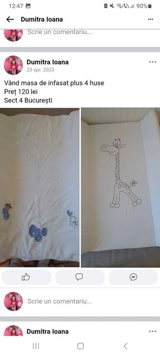 Masa de infasat bebelus plus 4 huse