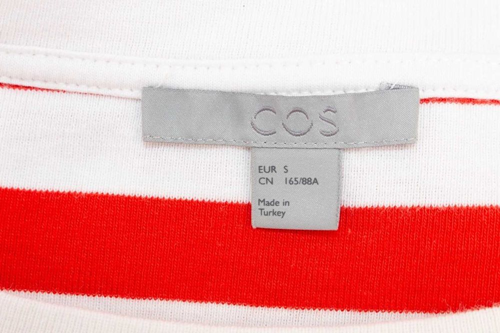 COS оригинална дамска тениска червено бяла асиметрична S