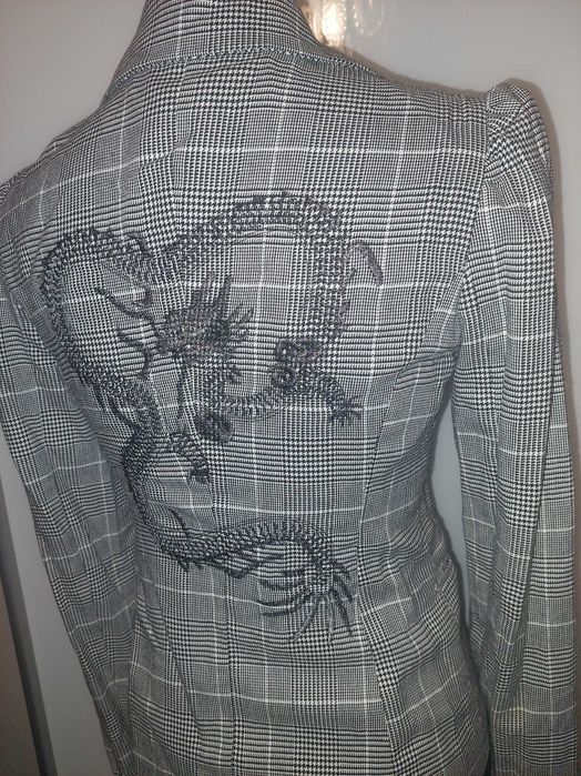 Sacou office dragon cu sclipici gri,umeri bufanti