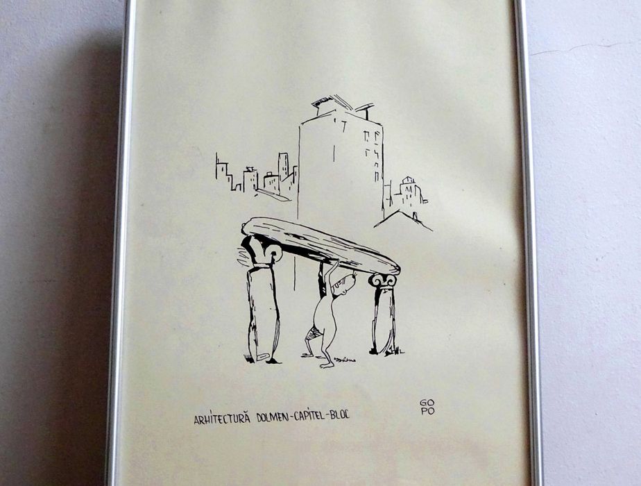 Tablou Ion Popescu Gopo ‘Arhitectura’|Lucrare in tus pe carton subtire