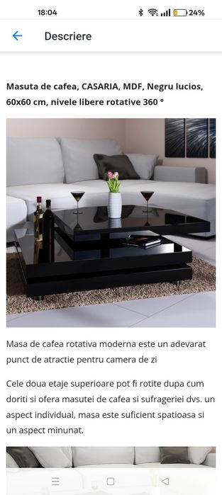 Măsuță cafea Casaria 60x60x30cm