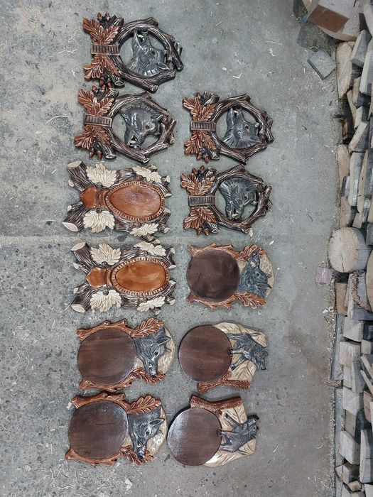 Panoplie vanatoare căprior, mistreț, capra neagră, cravata cerb sculpt