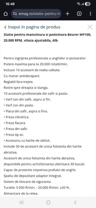 Vand statie manichiura pedichiura Beurer MP100