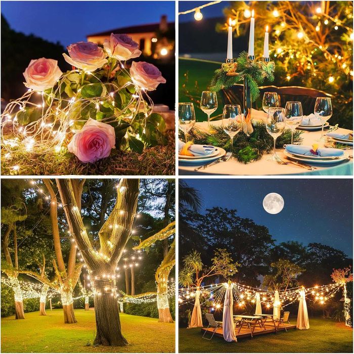 НОВИ! LED соларни гирлянди 200 LED, лампички, 2 бр x 22 м