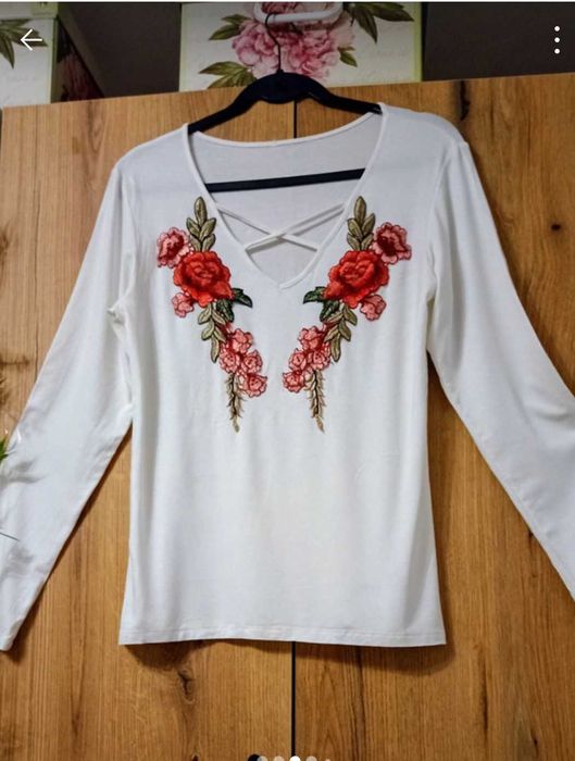 Bluză alba cu broderie superbă - Amisu - reduceri la seturi