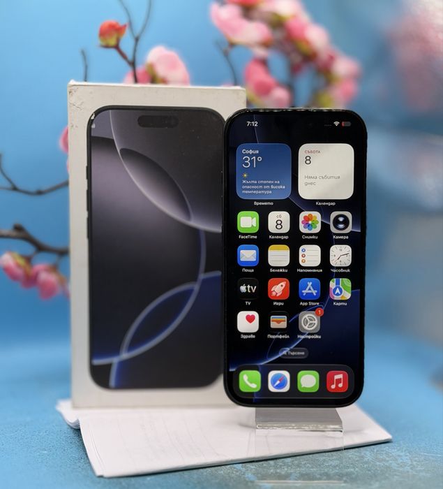 ГАРАНЦИОНЕН!!! Apple iPhone 16 Pro, 128GB, 5G, Black Titanium