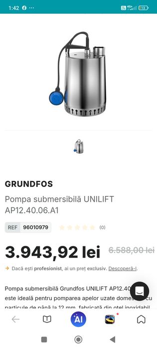 Pompa Grundfos submersibila Unilift AP12.40.06.A1