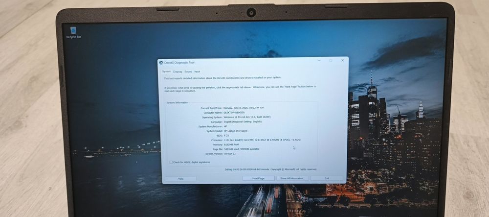 Laptop HP 15s-fq2xxx  15,6 inch -  Intel i5 - 8GB Ram- 500 GB SSD