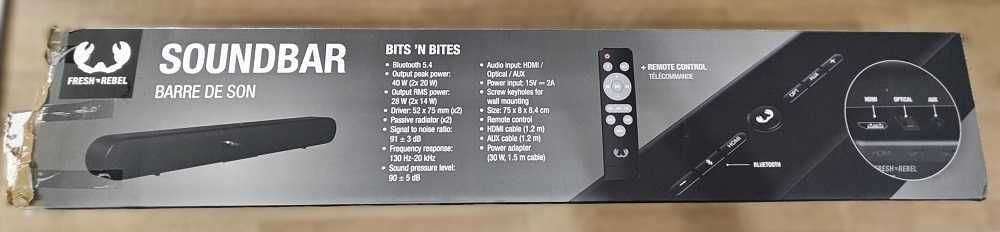 Саундбар Fresh 'n Rebel е стерео 2.0 система с мощност 28 W