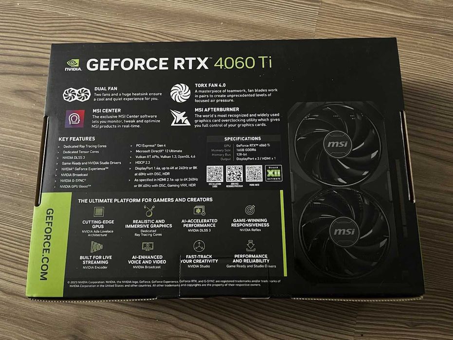 Msi Nvidia RTX 4060 Ti Ventus 2X 16gb oc (SFF ITX) [NOUA+GARANTIE]