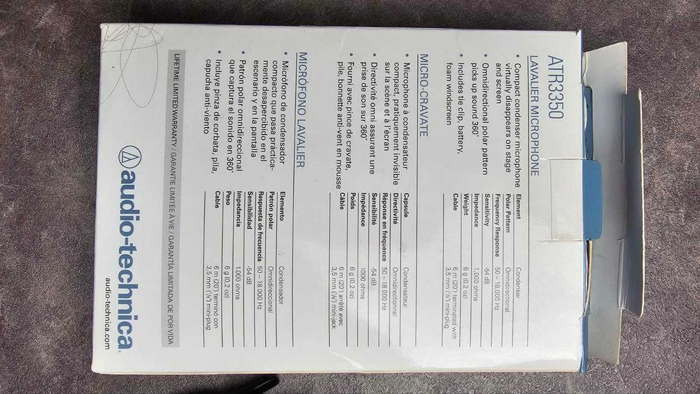 Кондензаторен микрофон брошка audio-technica atr3350