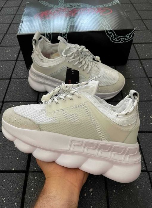 Versace Chain Reaction Alb - Piele Naturala - Full Box