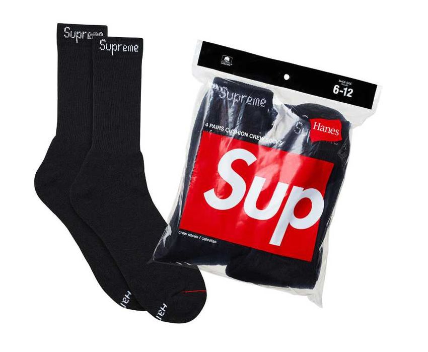 Supreme® Hanes®  Crew Чорапи (пакет от 4 чифта) – Черни