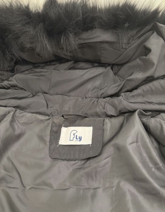 Geaca dama puffer - gluga si blana neagra, S