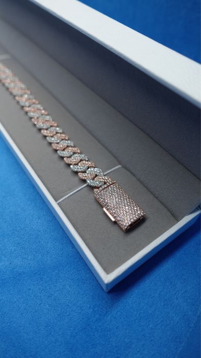 Bratara Custom Cuban Two Tone Din Argint 925 Cu Diamante FL-IF Moiss