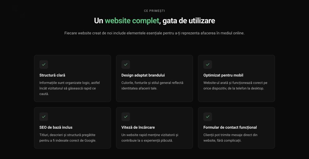 Website profesional pentru afacerea ta | Gata în 48h