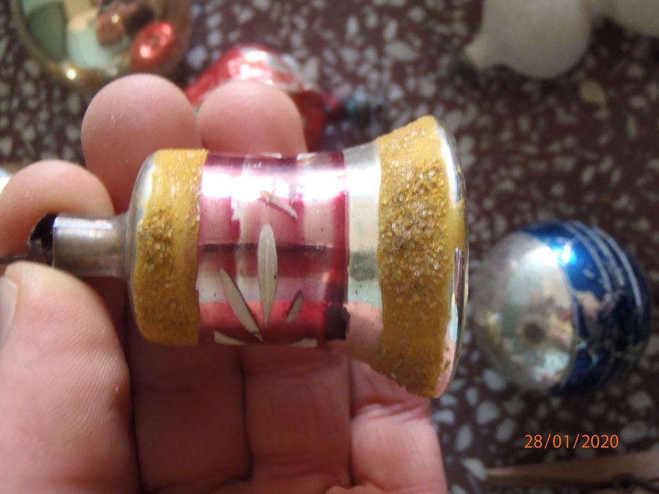 Уникални ретро СТЪКЛЕНИ коледни играчки за елха.