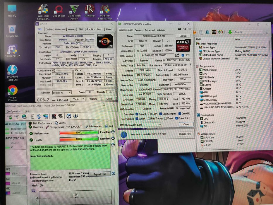 Unitate PC GAMING Ryzen 7 3800X 4.5Ghz/16GB DDR4/RX5700 8GB GDDR6/256 SSD NVMe/1TB HDD