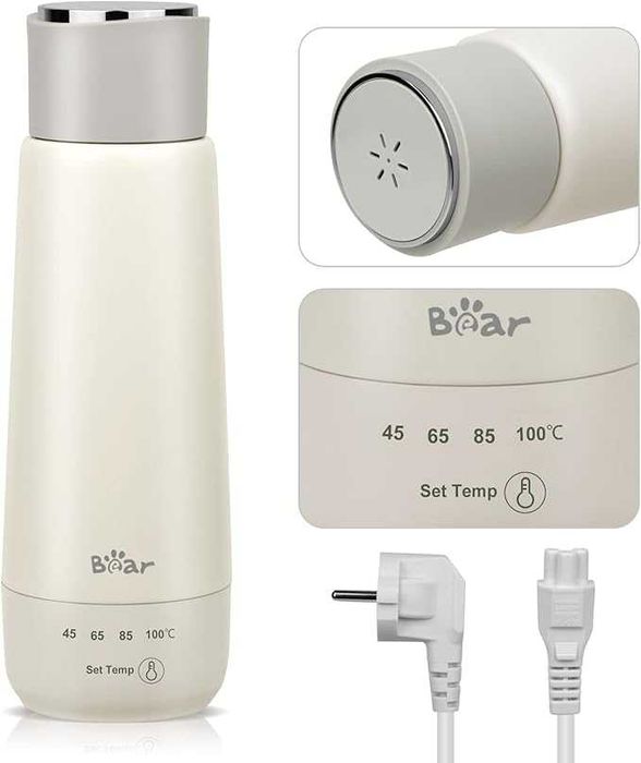 Електрическа кана Bear 300мл, 3в1, двуслойна облицовка, неръждаема