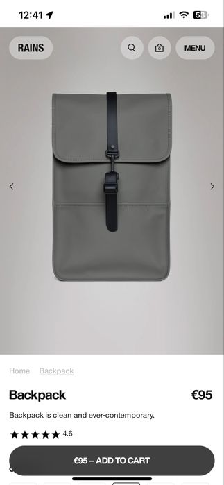 RAINS Backpack, раница Rains