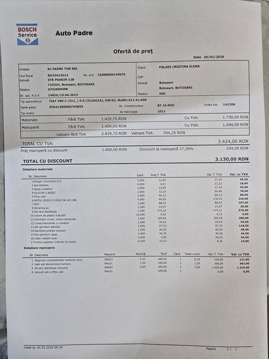 FIAT 500 panoramic ,benzină 2011