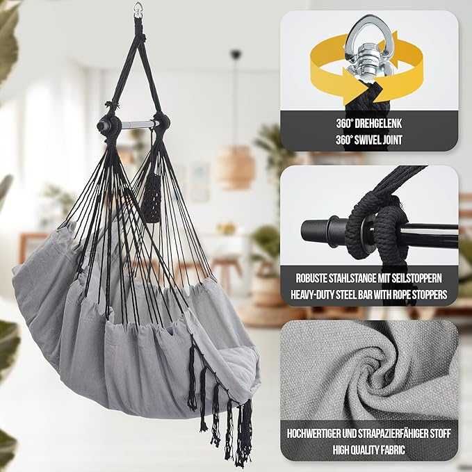 MIADOMODO® Висящ стол - хамак, 150 кг, сгъваем,