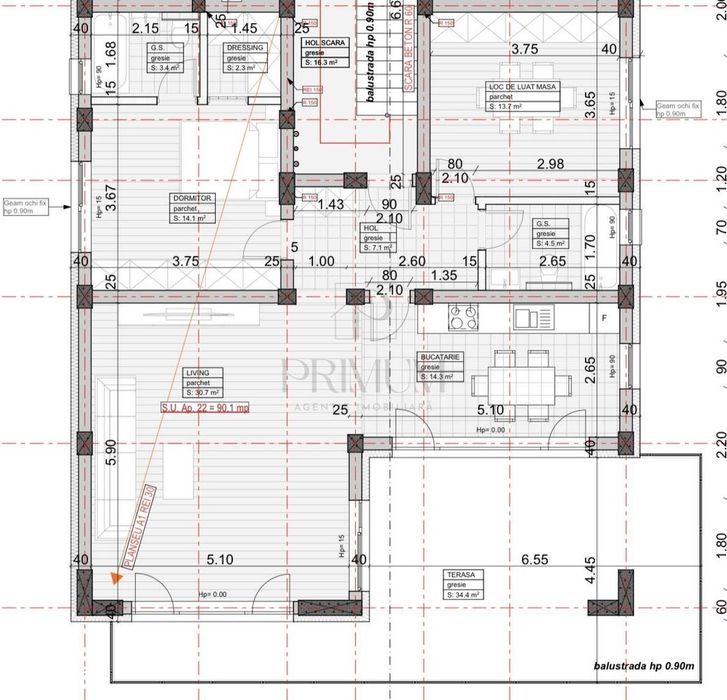 Giroc Eso - Penthouse - Lift - Terasa Generoasa - 3 Camere Si 2 Bai -