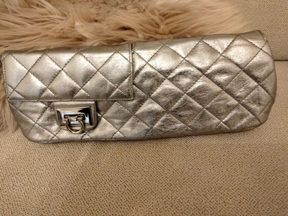 Plic argintiu din piele naturala