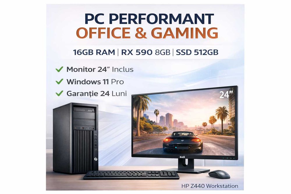 PC Gaming Complet RX 590 8GB / 16GB / SSD 512GB + Monitor 24”