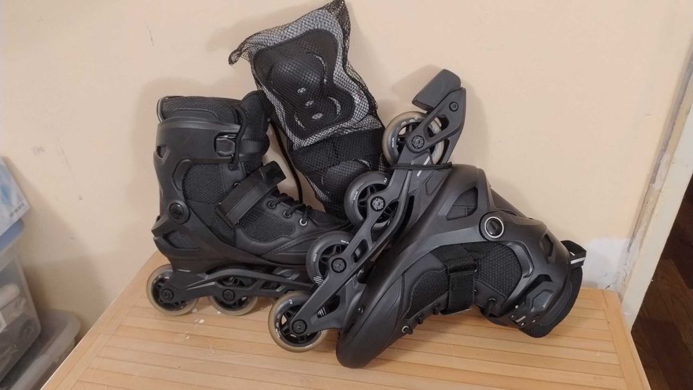 Role fitness FIT 100 OXELO - Negru Grafit - Mărimea 40