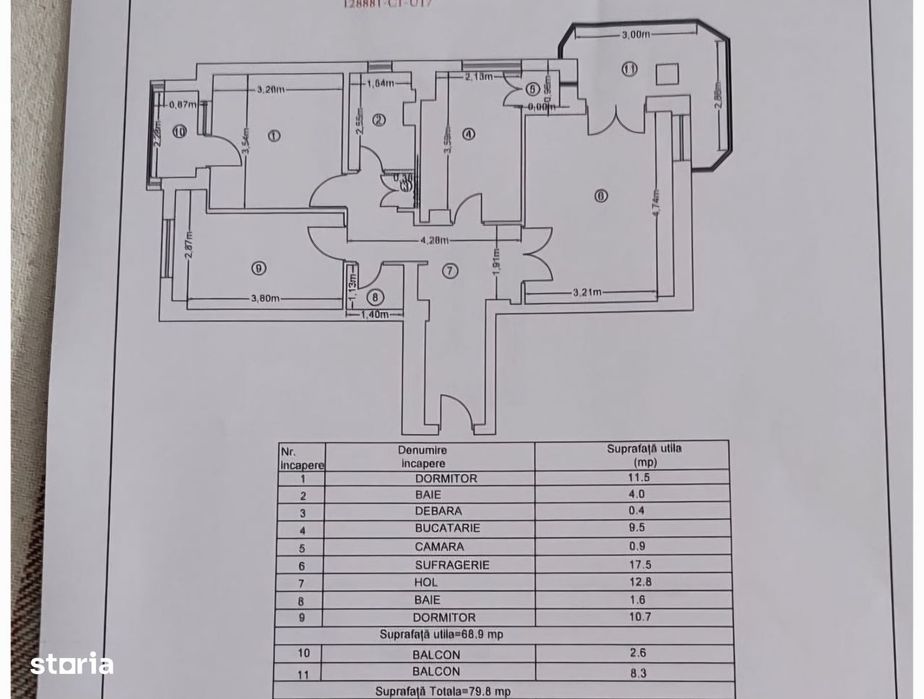 Imobil ultracentral et 2/8, dec, 3 cam, baie si gr sanitar si boxa