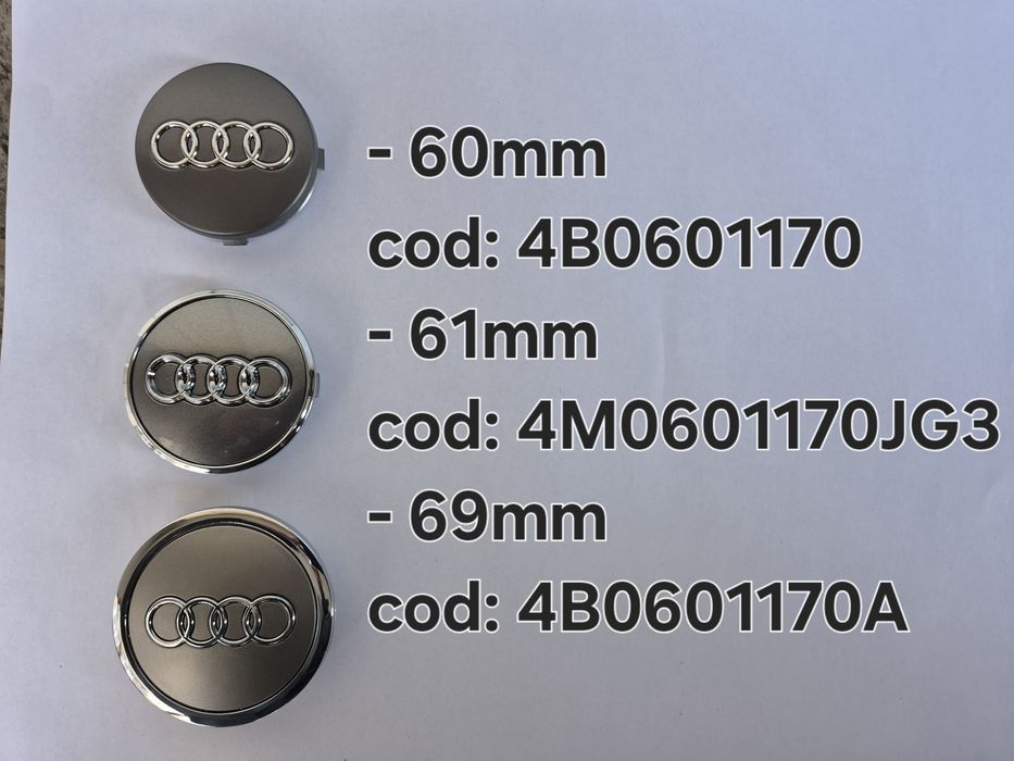 Capace centrale jante aliaj  audi de 60mm, 61mm, 69mm